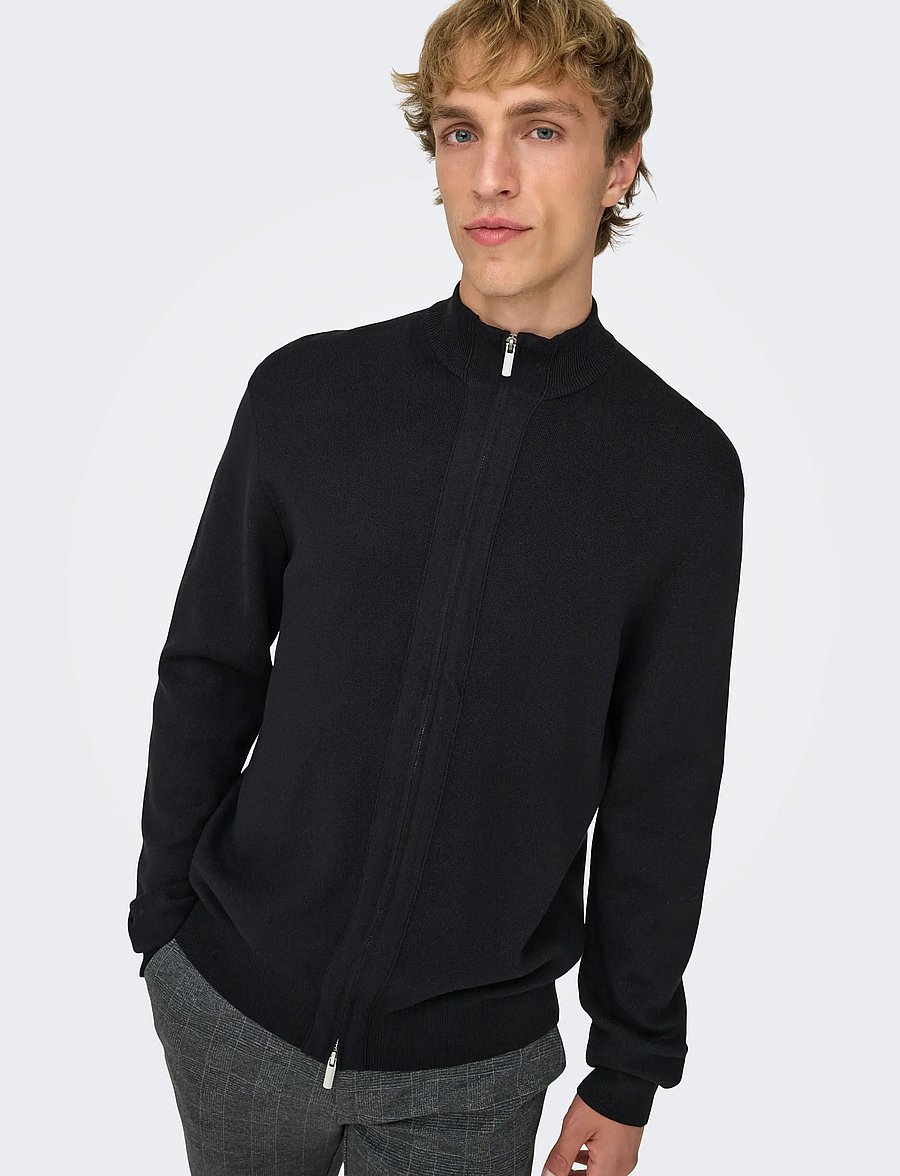 ONLY & SONS - ONSCOOPER REG LS 12 CARDIGAN KNIT FRML - cardigans - black - 5