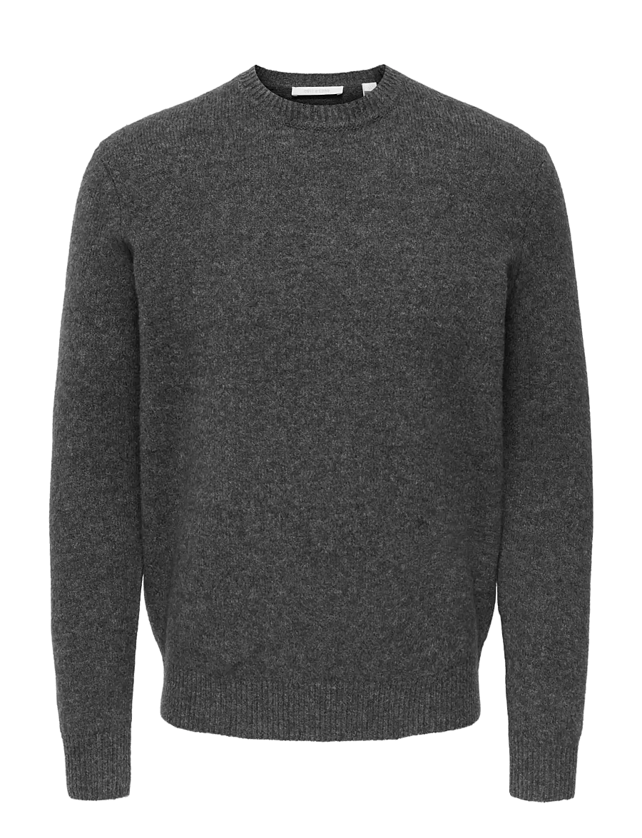 ONLY & SONS - ONSRAY REG LS CREW KNIT FRML - rund hals - dark grey melange - 1