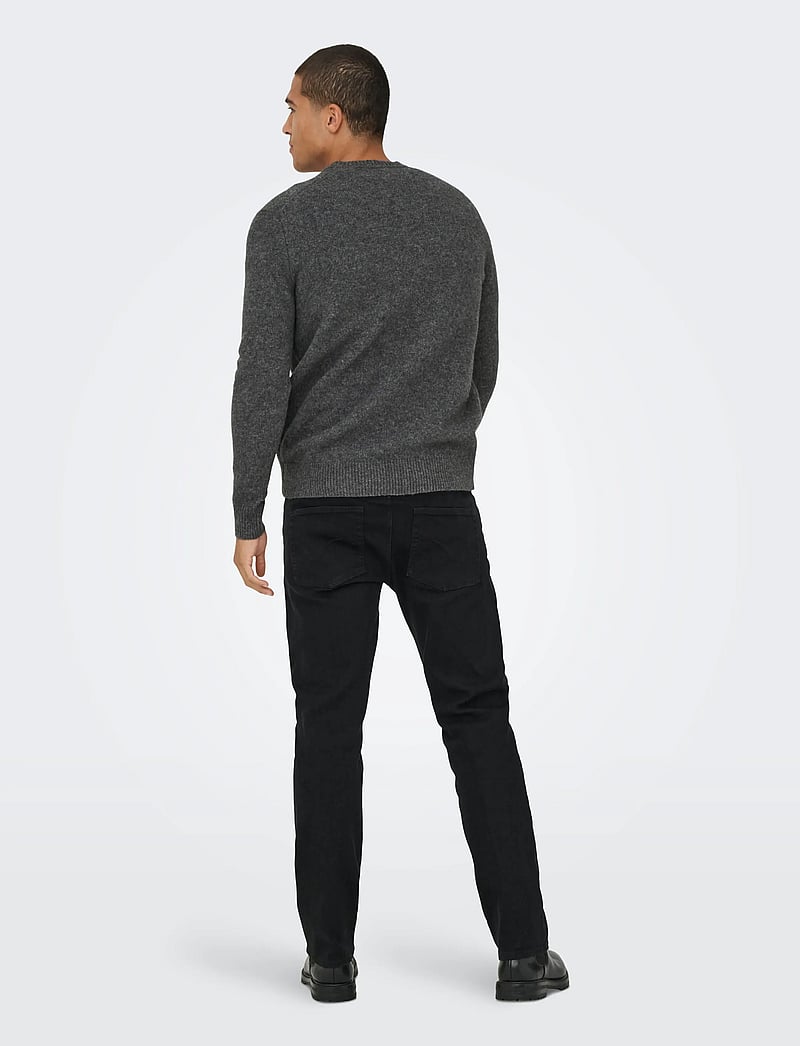 ONLY & SONS - ONSRAY REG LS CREW KNIT FRML - rundhals - dark grey melange - 3