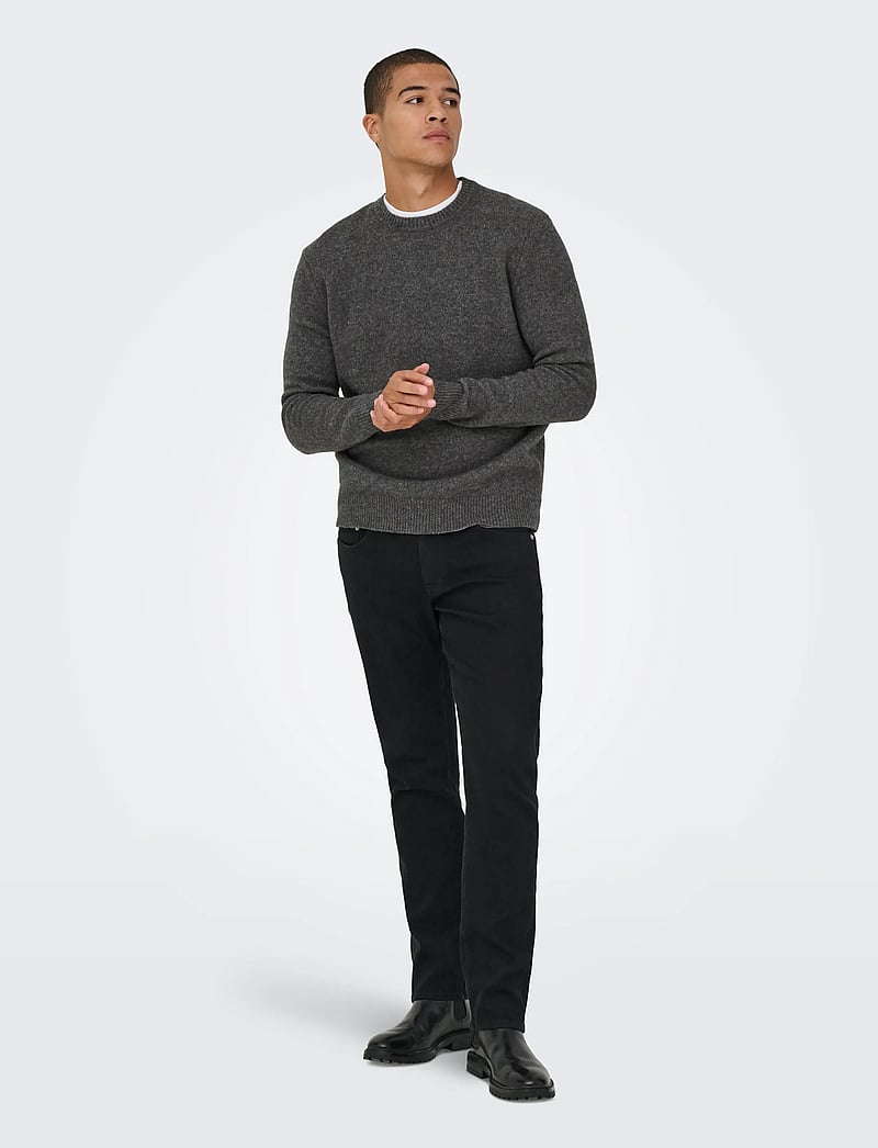 ONLY & SONS - ONSRAY REG LS CREW KNIT FRML - rundhals - dark grey melange - 4