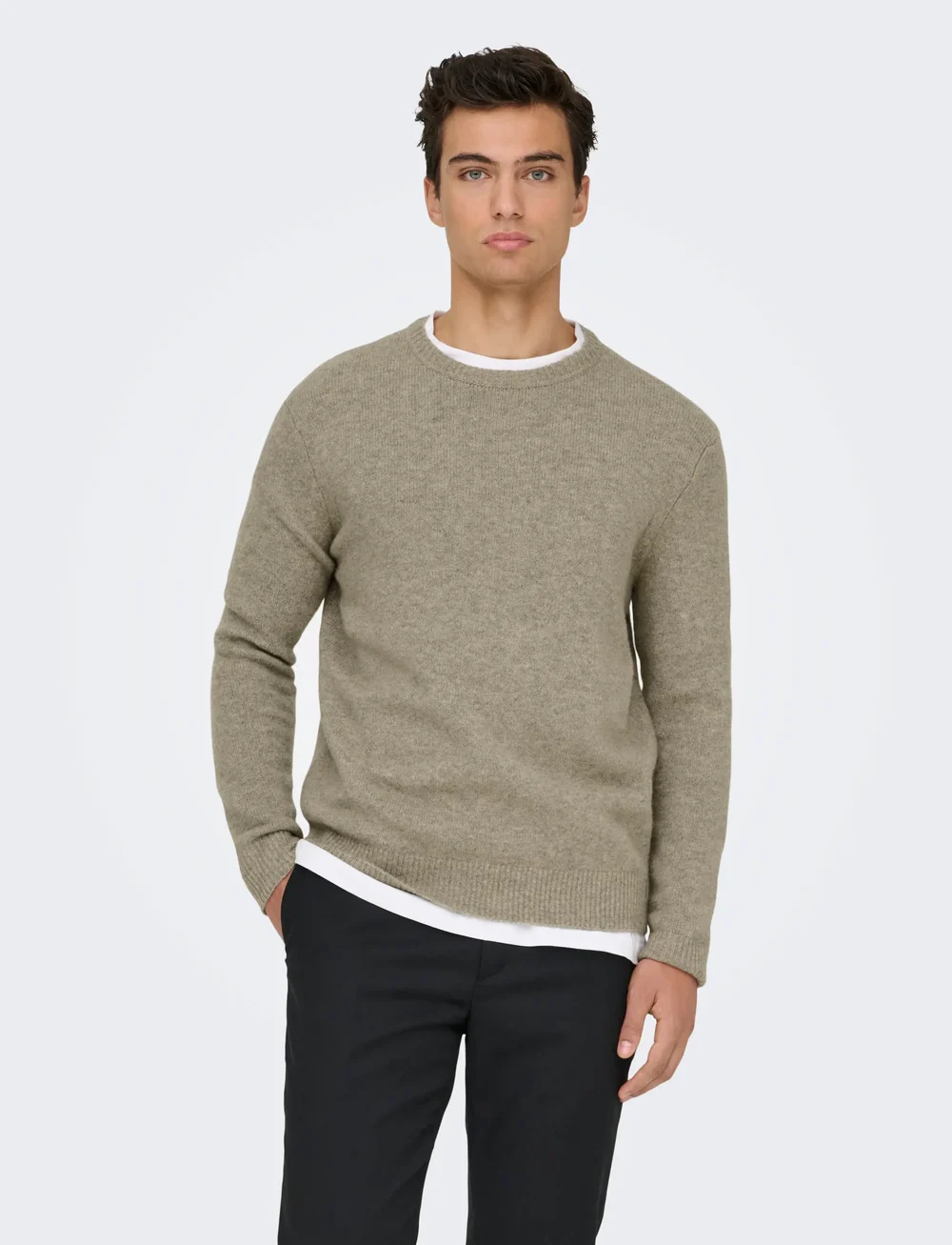 ONLY & SONS - ONSRAY REG LS CREW KNIT FRML - rund hals - walnut - 0