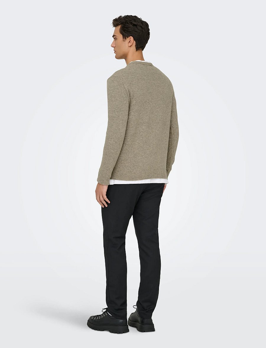 ONLY & SONS - ONSRAY REG LS CREW KNIT FRML - rundhalsad - walnut - 3