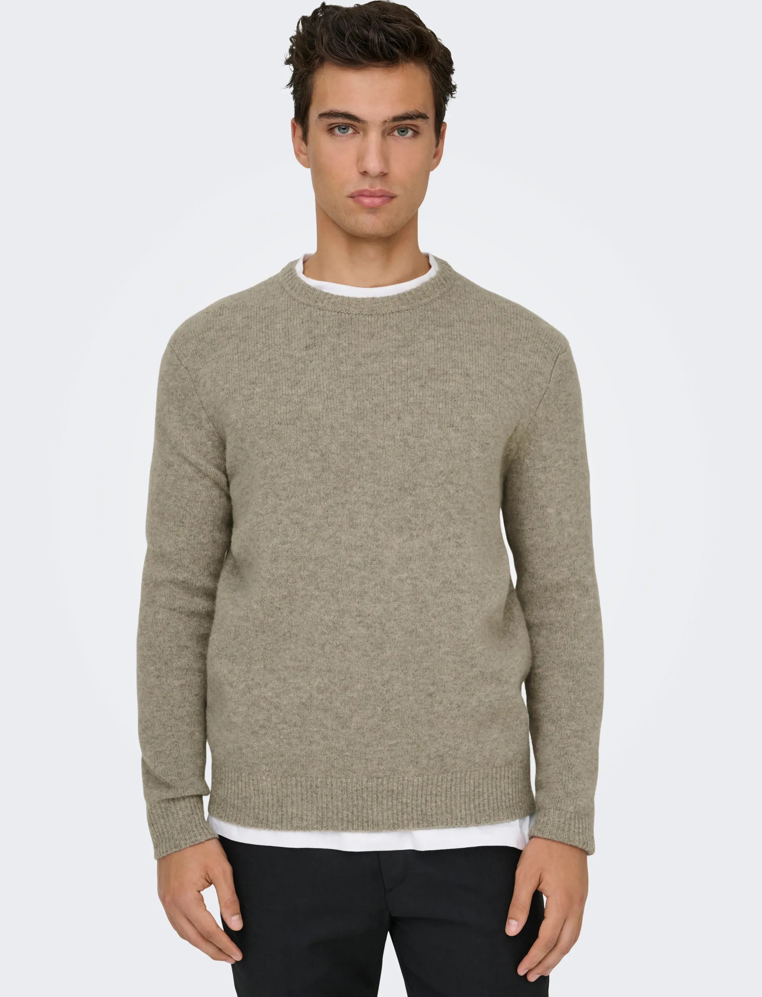 ONLY & SONS - ONSRAY REG LS CREW KNIT FRML - megztiniai - walnut - 4