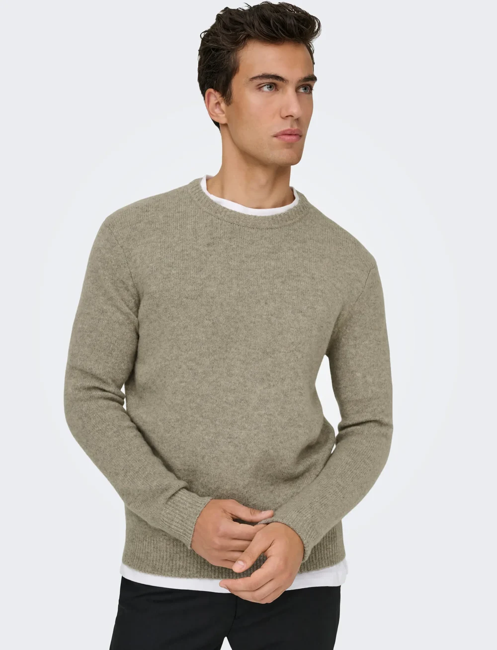 ONLY & SONS - ONSRAY REG LS CREW KNIT FRML - rund hals - walnut - 5