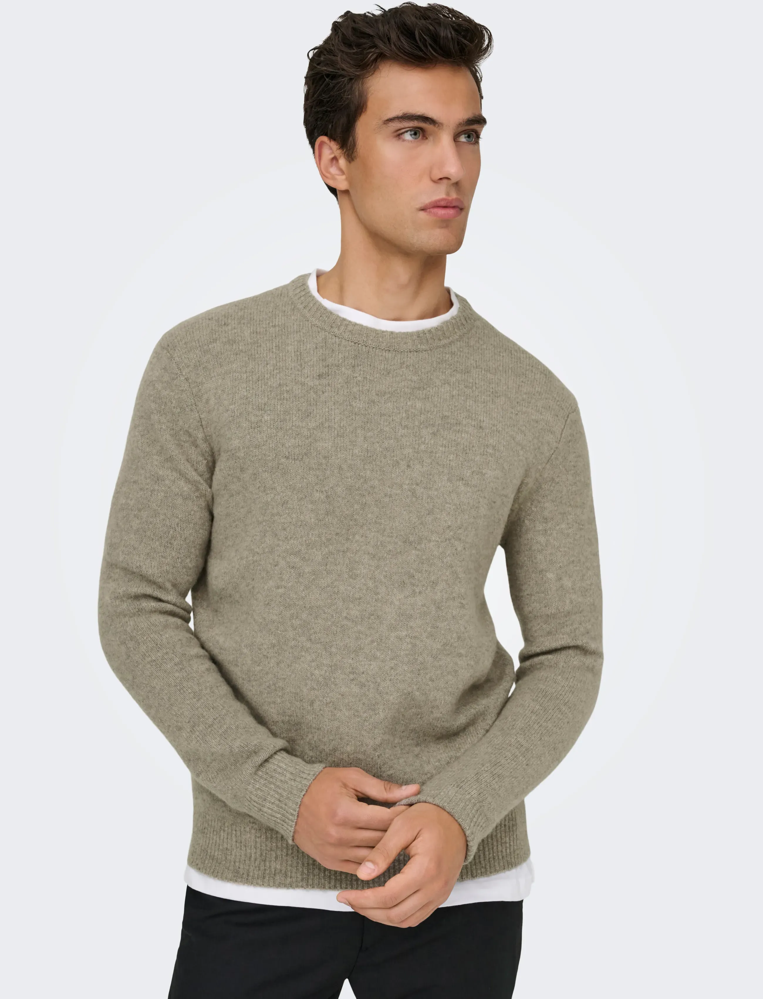 ONLY & SONS - ONSRAY REG LS CREW KNIT FRML - megztiniai - walnut - 5