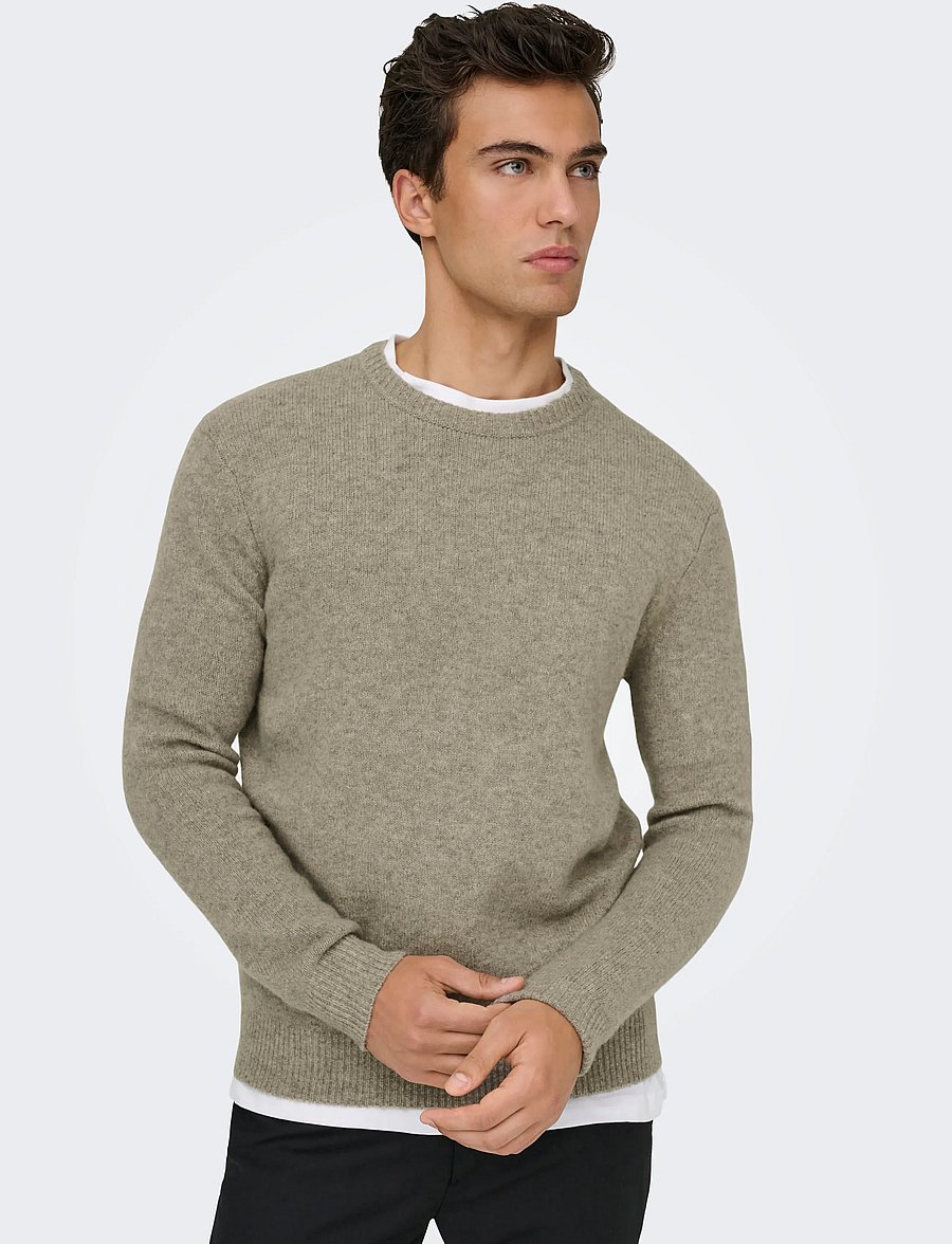 ONLY & SONS - ONSRAY REG LS CREW KNIT FRML - rundhalsad - walnut - 5