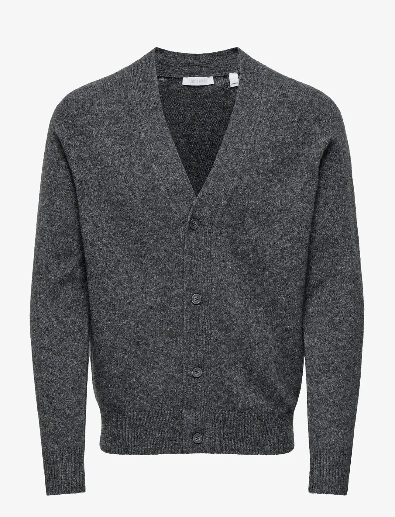 ONLY & SONS - ONSRAY REG LS CARDIGAN KNIT FRML - koftor - dark grey melange - 1