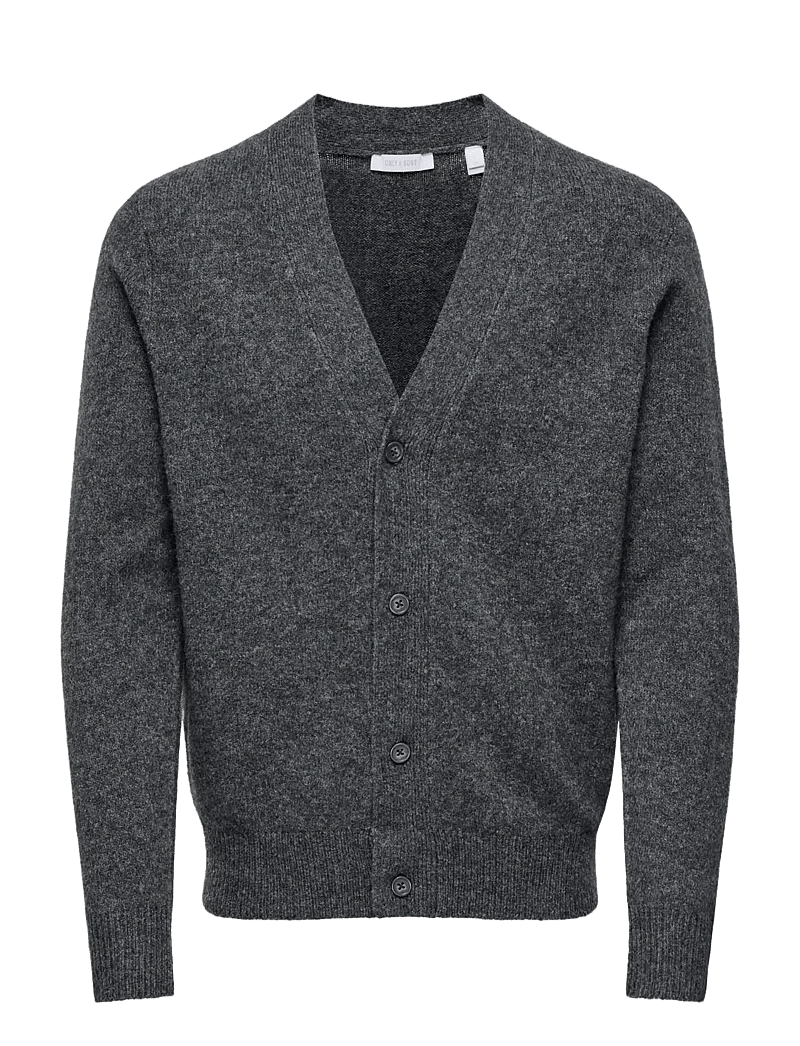 ONLY & SONS - ONSRAY REG LS CARDIGAN KNIT FRML - koftor - dark grey melange - 1