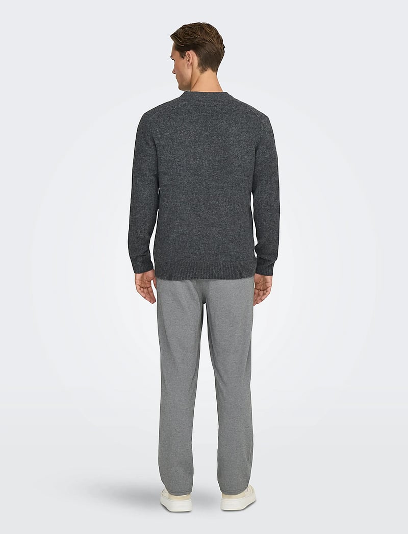 ONLY & SONS - ONSRAY REG LS CARDIGAN KNIT FRML - koftor - dark grey melange - 3