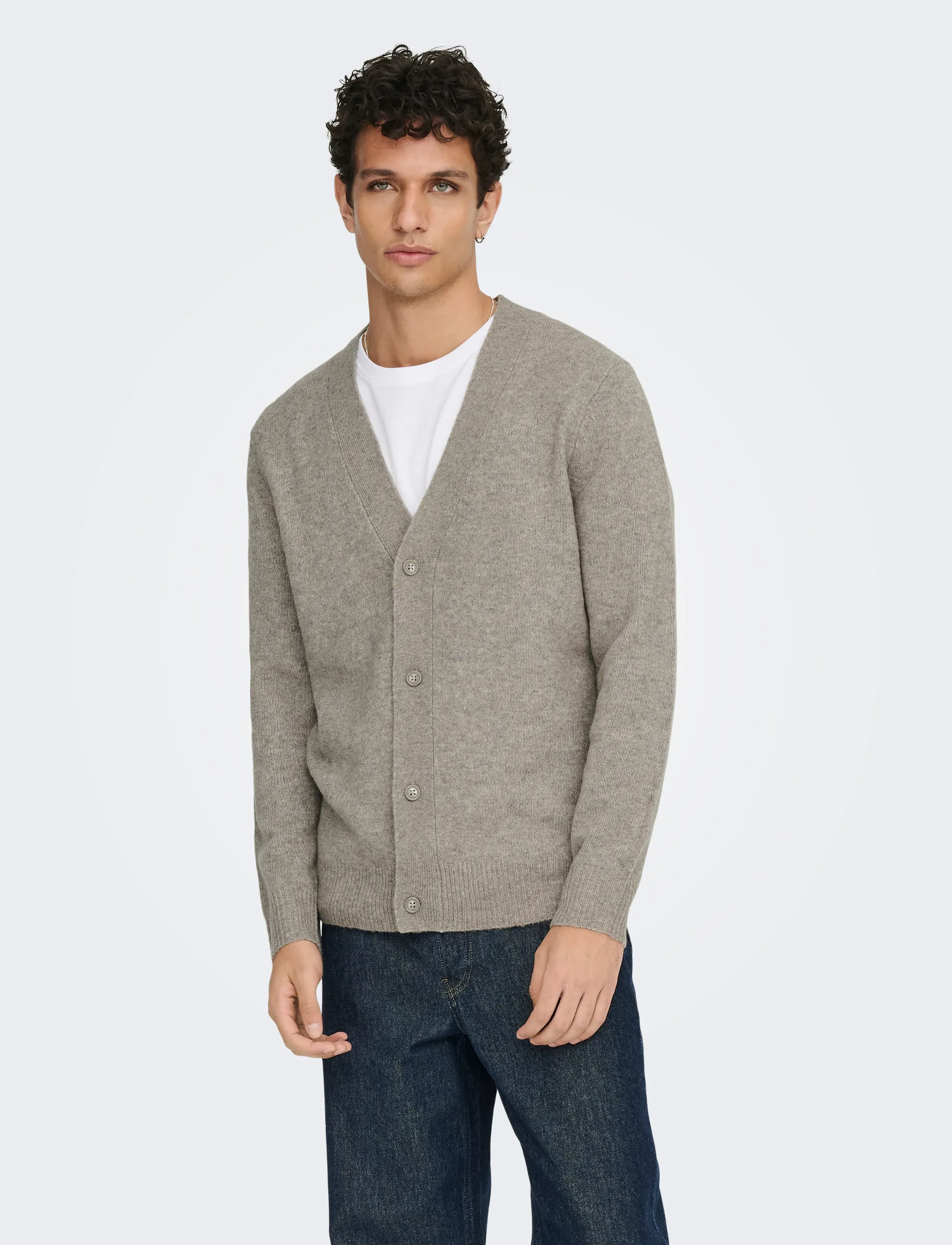 ONLY & SONS Onsray Reg Ls Cardigan Knit Frml, XL, Knitwear, Beige - Cardigans, Männerswear