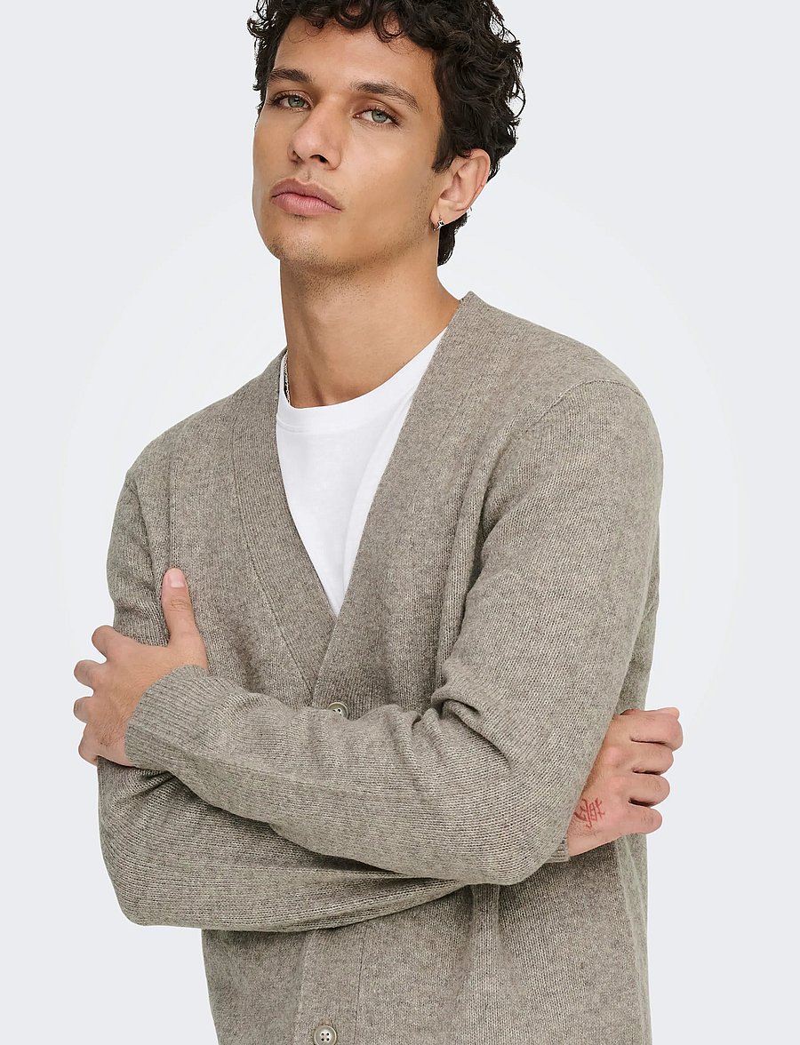 ONLY & SONS - ONSRAY REG LS CARDIGAN KNIT FRML - kardiganid - walnut - 4