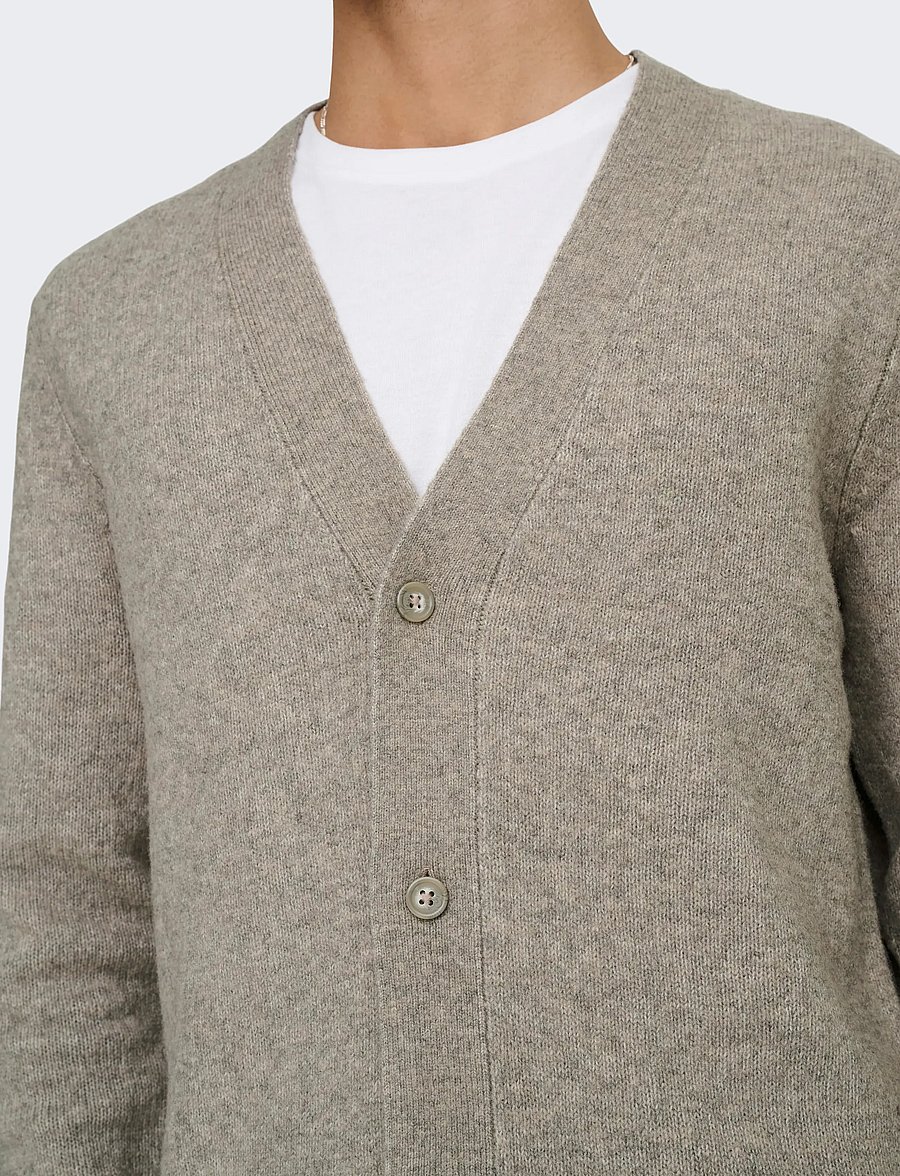 ONLY & SONS - ONSRAY REG LS CARDIGAN KNIT FRML - kardiganid - walnut - 5