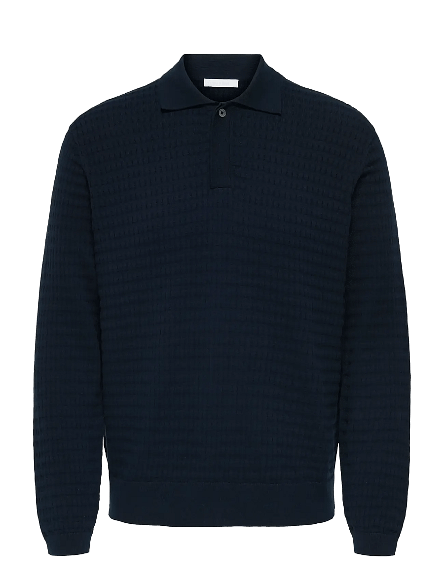 ONLY & SONS - ONSBERRY REG 12 LS POLO KNIT FRML - langärmelige gestrickte polohemden - dark sapphire - 0