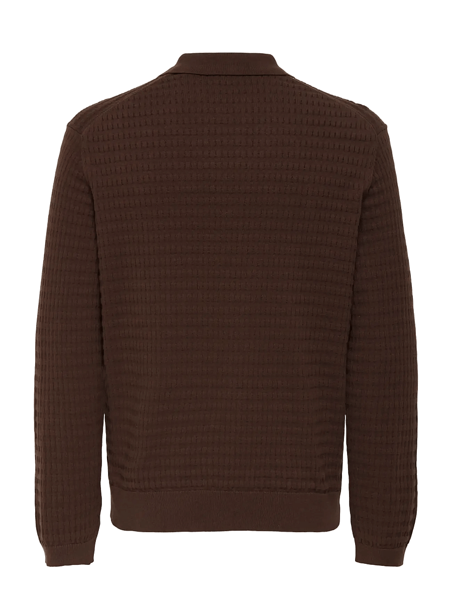 ONLY & SONS - ONSBERRY REG 12 LS POLO KNIT FRML - langärmelige gestrickte polohemden - deep mahogany - 1