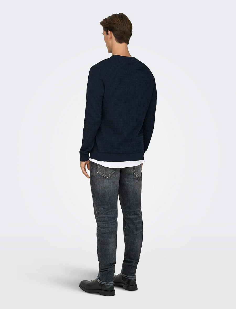 ONLY & SONS - ONSBERRY REG 12 LS CREW KNIT FRML NOOS - rundhals - dark sapphire - 3