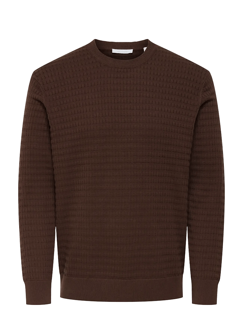 ONLY & SONS - ONSBERRY REG 12 LS CREW KNIT FRML NOOS - round necks - deep mahogany - 0