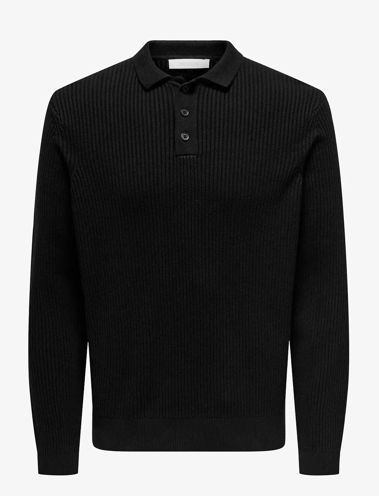 ONLY & SONS - ONSLAW REG LS POLO KNIT FRML - långärmade stickade pikétröjor - black - 0