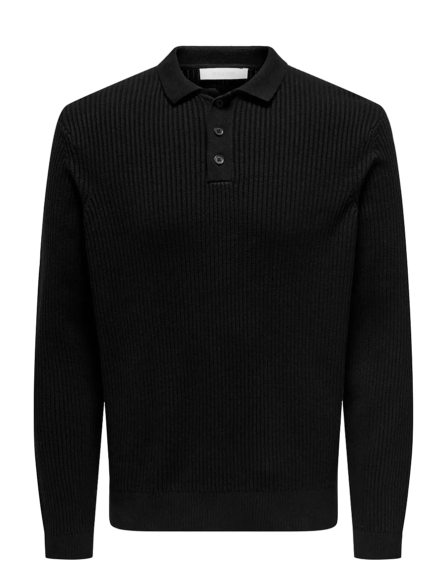 ONLY & SONS - ONSLAW REG LS POLO KNIT FRML - pikkade varrukatega kootud polod - black - 0