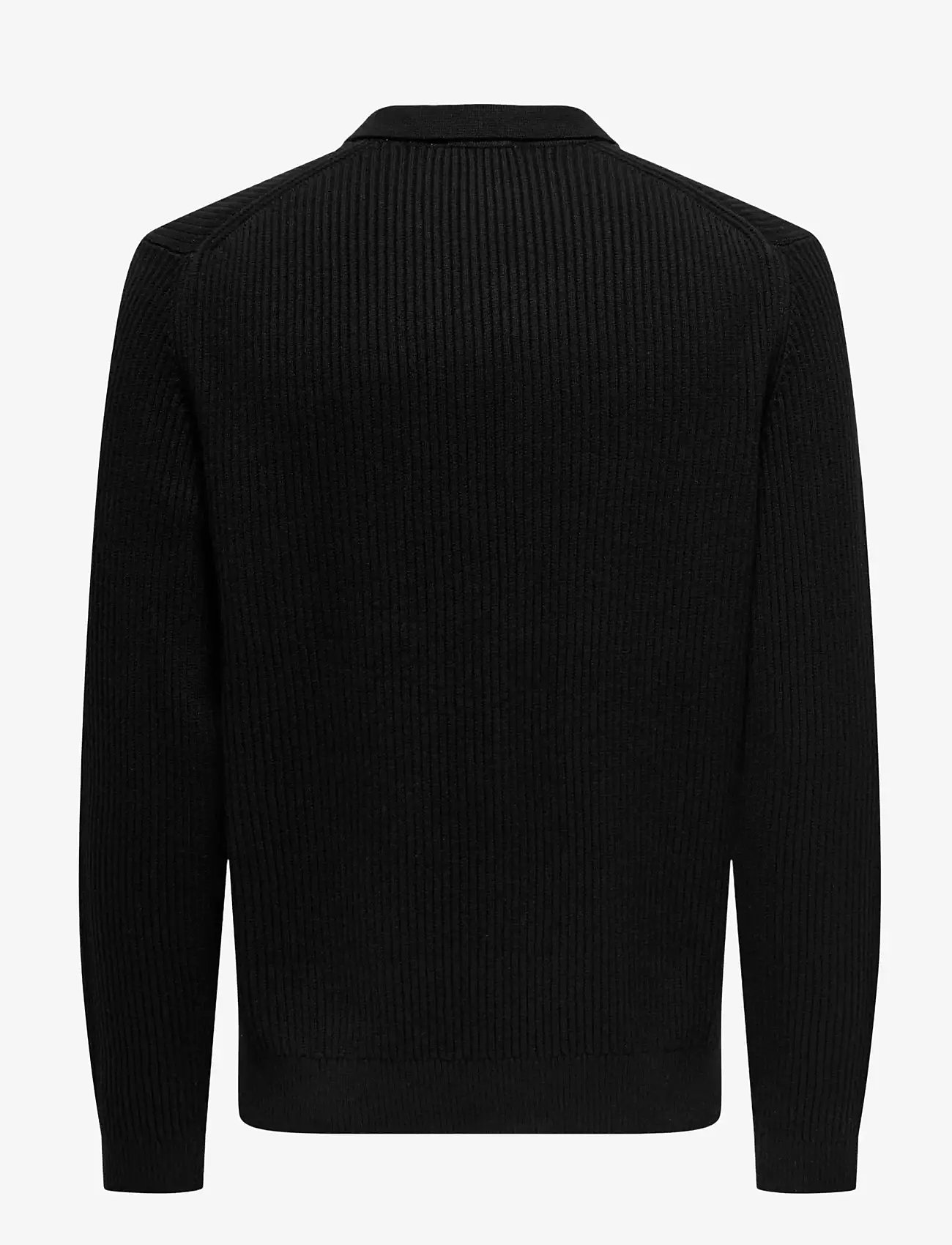 ONLY & SONS - ONSLAW REG LS POLO KNIT FRML - långärmade stickade pikétröjor - black - 1