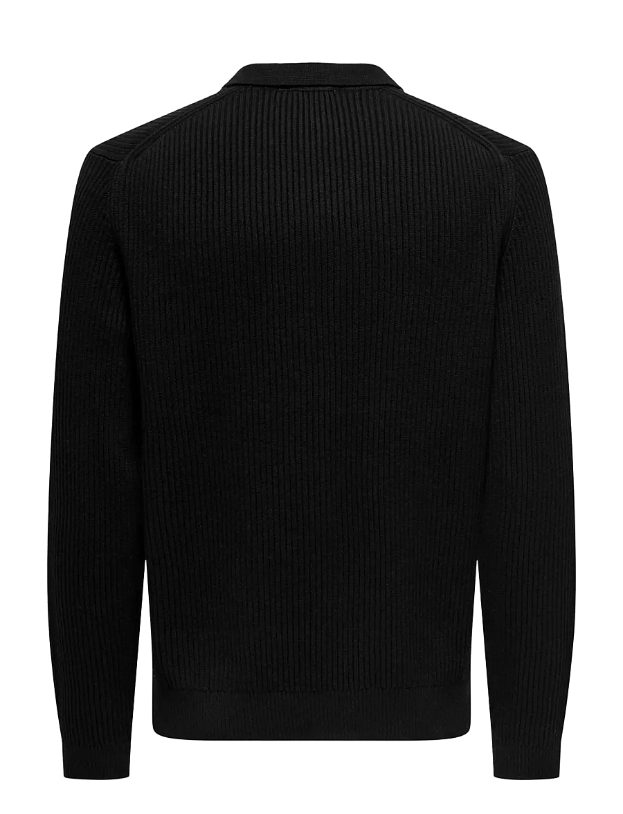 ONLY & SONS - ONSLAW REG LS POLO KNIT FRML - pikkade varrukatega kootud polod - black - 1