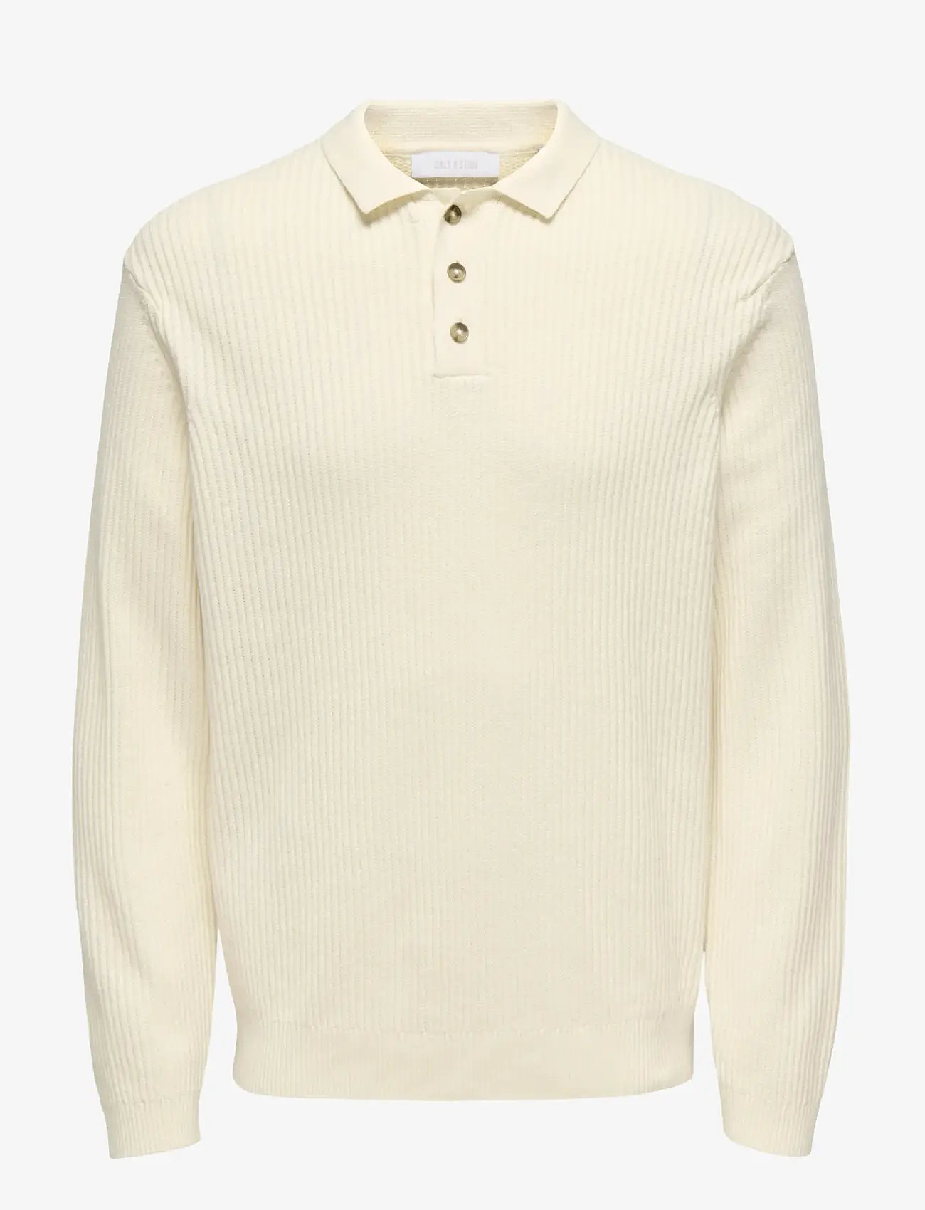 ONLY & SONS - ONSLAW REG LS POLO KNIT FRML - kootud polosärgid - gardenia - 0