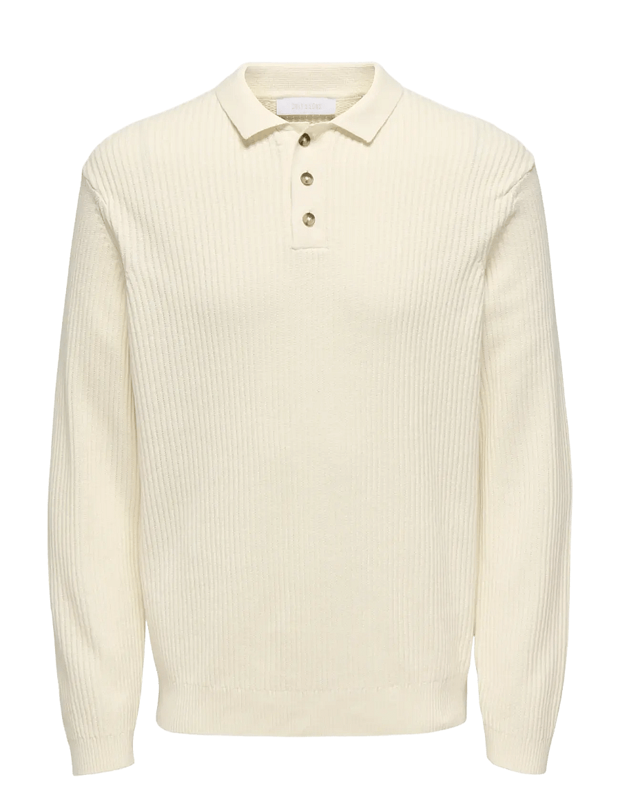 ONLY & SONS - ONSLAW REG LS POLO KNIT FRML - polos en tricot à manches longues - gardenia - 0