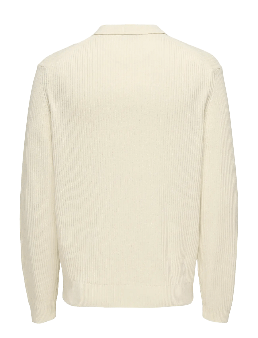 ONLY & SONS - ONSLAW REG LS POLO KNIT FRML - polos en tricot à manches longues - gardenia - 1
