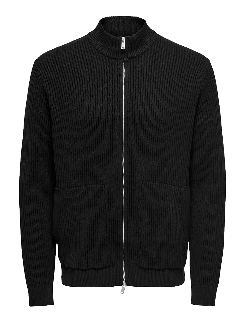 ONLY & SONS - ONSLAW REG LS CARDIGAN KNIT FRML - pullover mit durchgehendem reißverschluss - black - 1