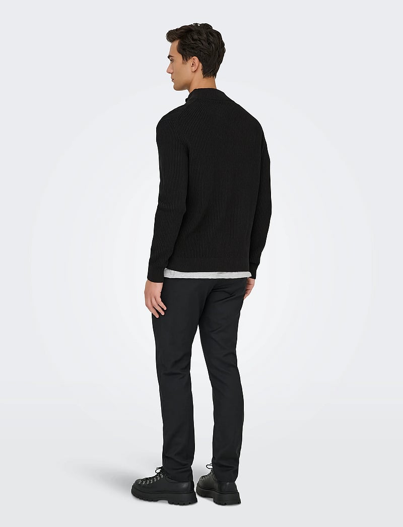 ONLY & SONS - ONSLAW REG LS CARDIGAN KNIT FRML - pullover mit durchgehendem reißverschluss - black - 3