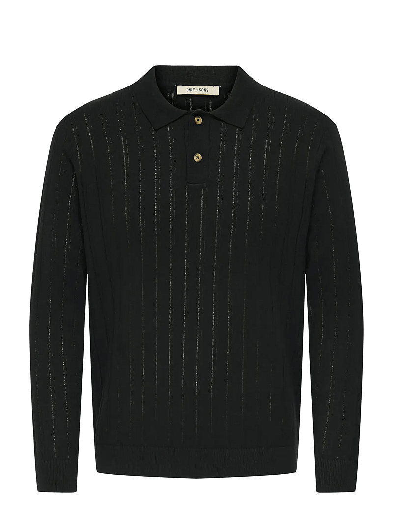 ONLY & SONS - ONSKENT LIFE REG 12 LS POLO KNIT - poloer i strik med lange ærmer - black - 1