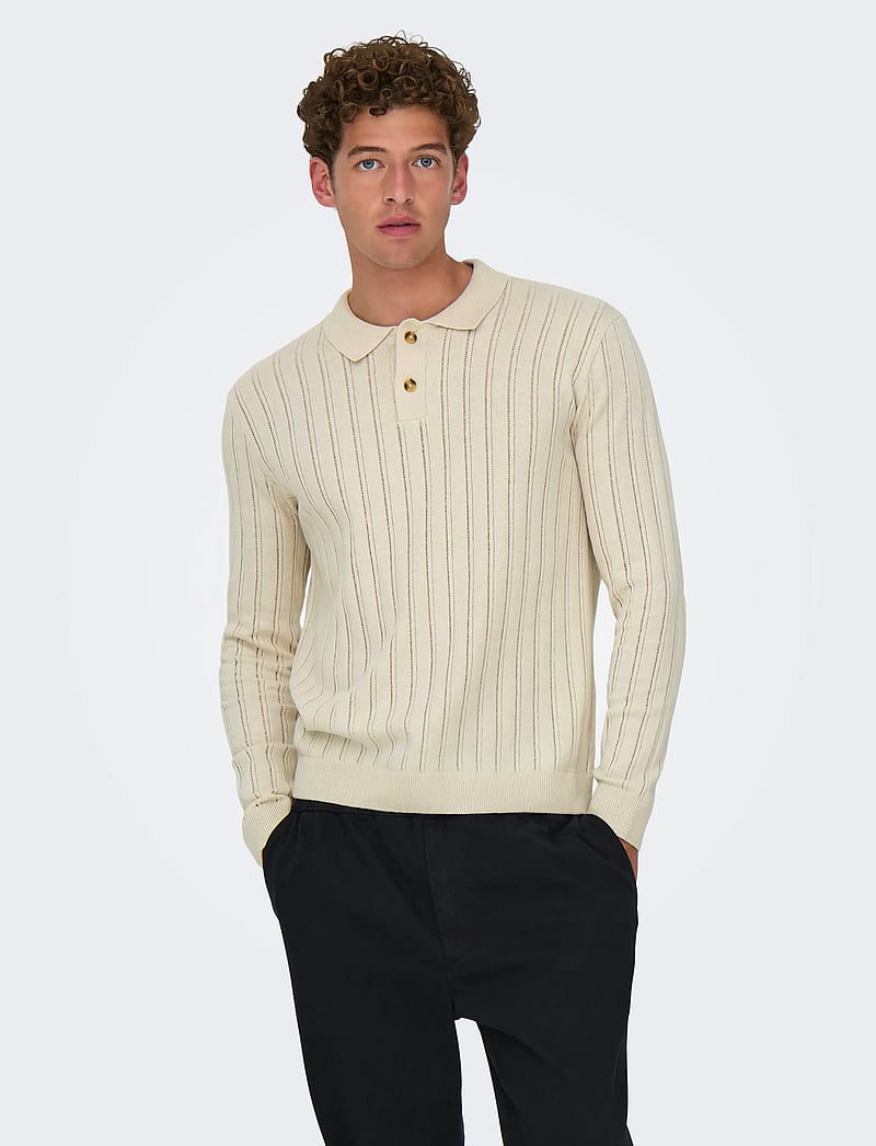 ONLY & SONS - ONSKENT LIFE REG 12 LS POLO KNIT - trikotažiniai polo marškinėliai ilgomis rankovėmis - silver lining - 0