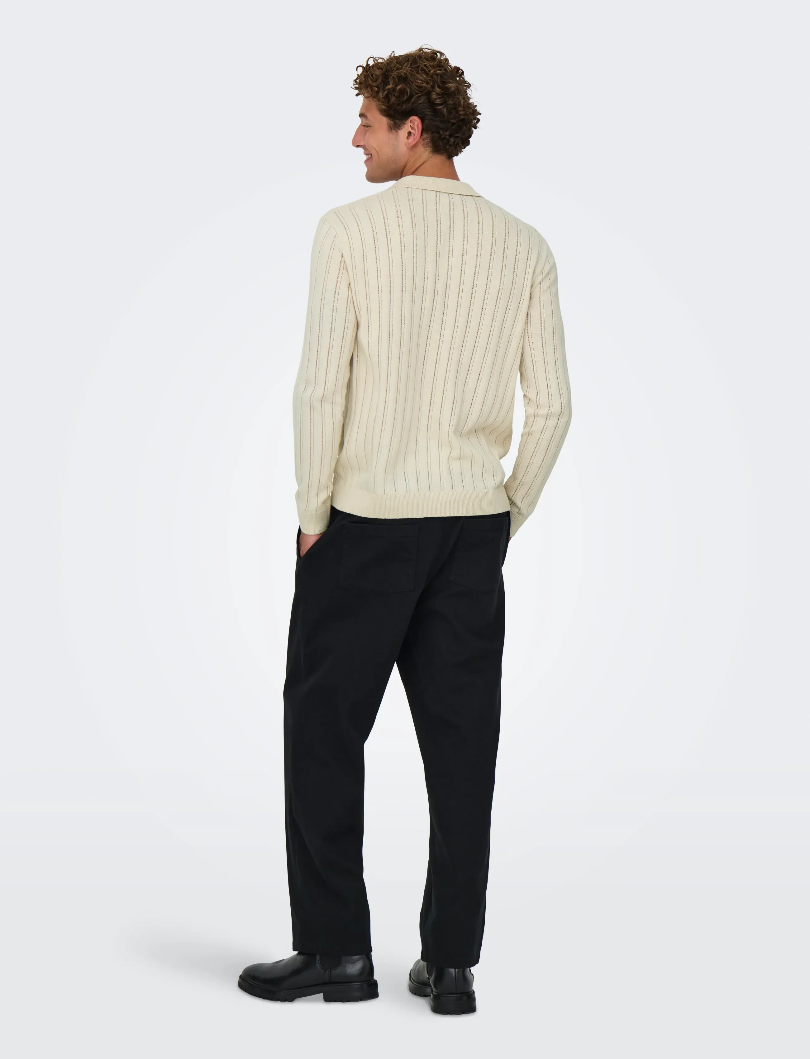 ONLY & SONS - ONSKENT LIFE REG 12 LS POLO KNIT - langärmelige gestrickte polohemden - silver lining - 3