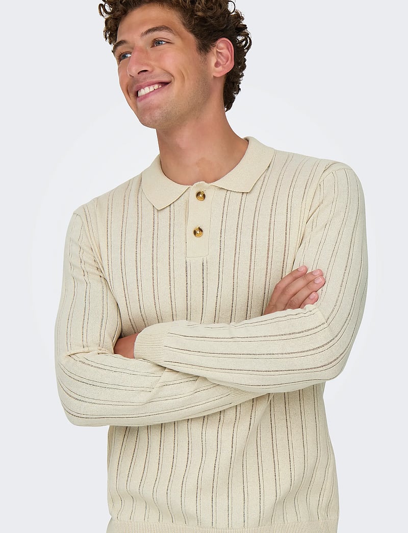 ONLY & SONS - ONSKENT LIFE REG 12 LS POLO KNIT - trikotažiniai polo marškinėliai ilgomis rankovėmis - silver lining - 4