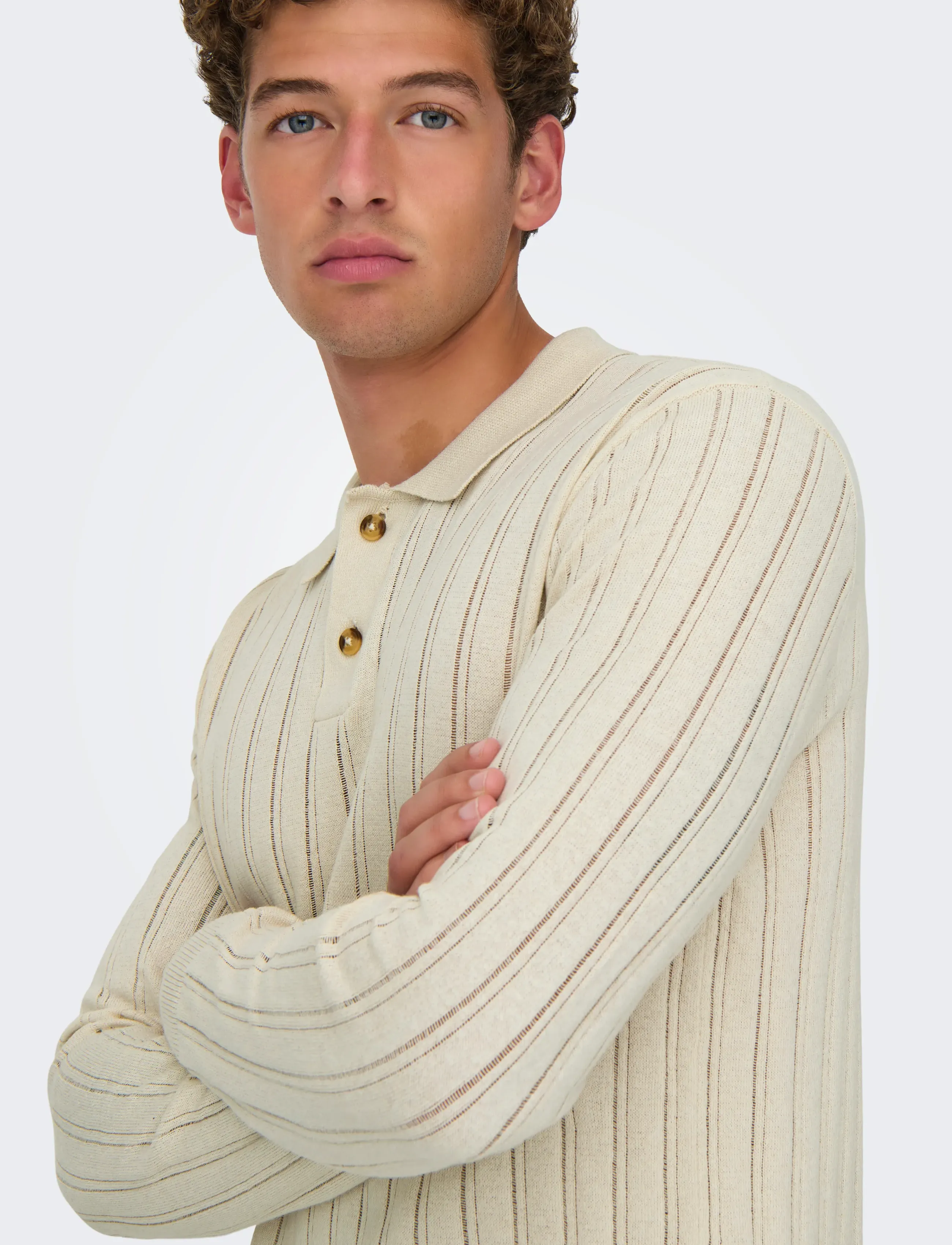 ONLY & SONS - ONSKENT LIFE REG 12 LS POLO KNIT - langärmelige gestrickte polohemden - silver lining - 5
