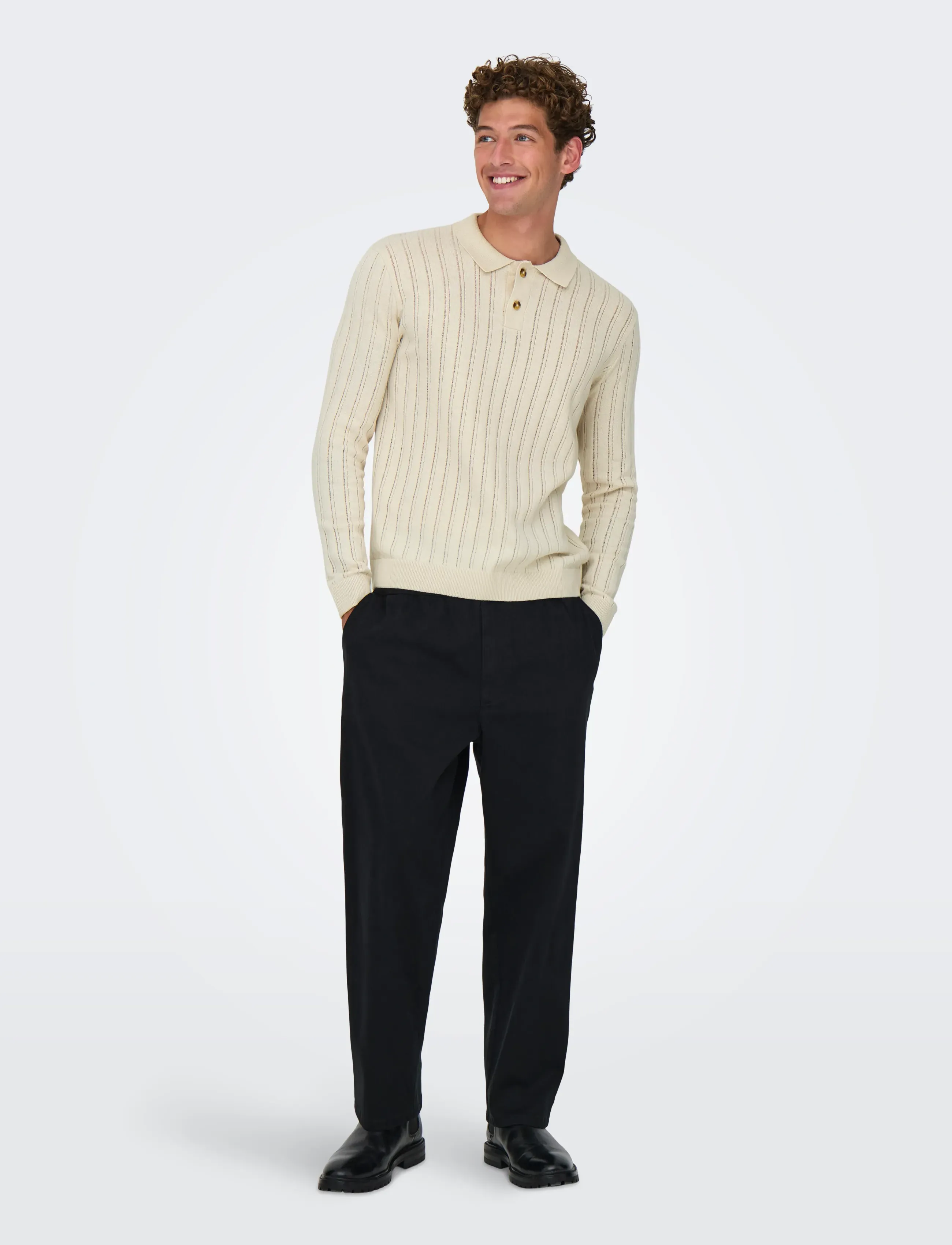 ONLY & SONS Onskent Life Reg 12 Ls Polo Knit pikéer herr – bild 5