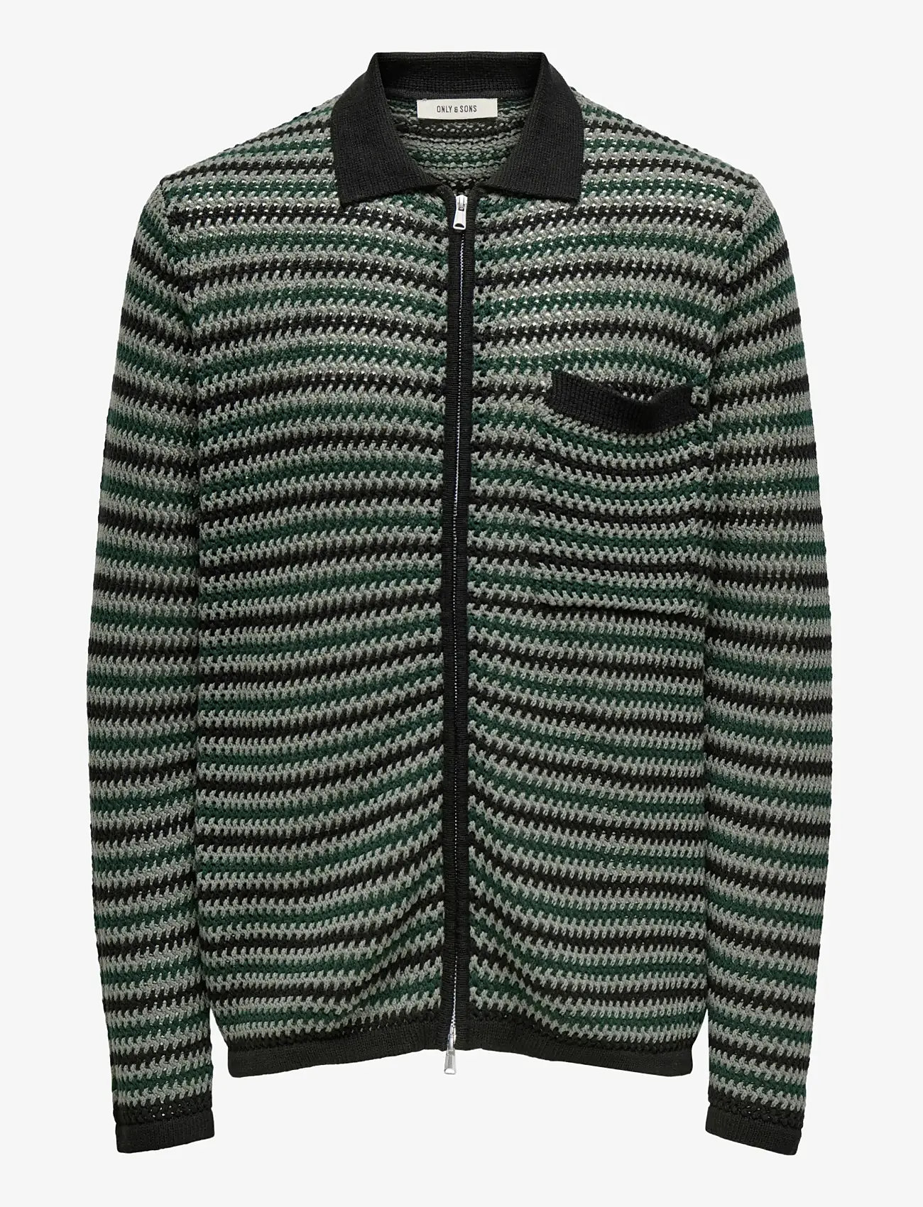 ONLY & SONS - ONSWEEK RLX 5 LS SHIRT KNIT - pullover mit durchgehendem reißverschluss - black - 0