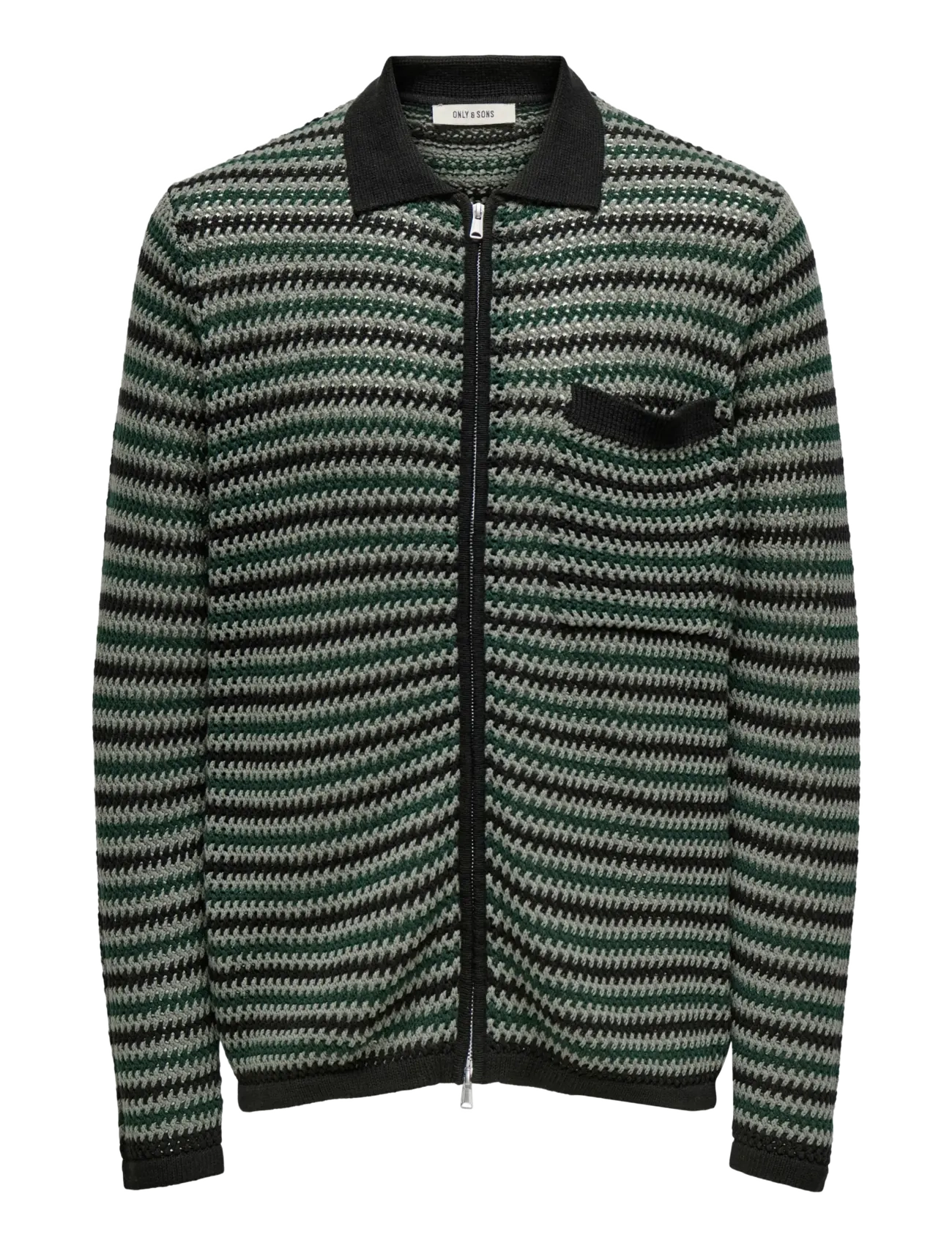 ONLY & SONS ONSWEEK RLX 5 LS SHIRT KNIT - Strickmode - BLACK / green