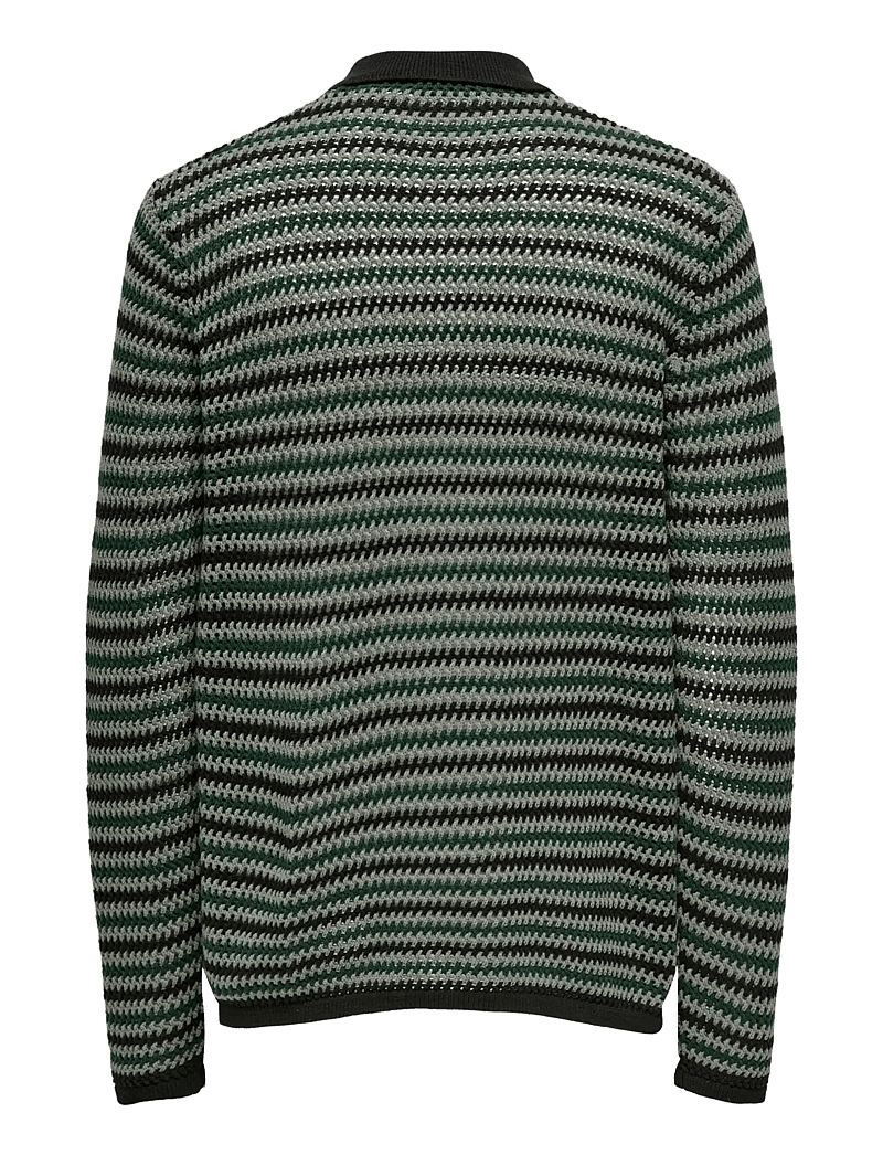 ONLY & SONS - ONSWEEK RLX 5 LS SHIRT KNIT - pullover mit durchgehendem reißverschluss - black - 1