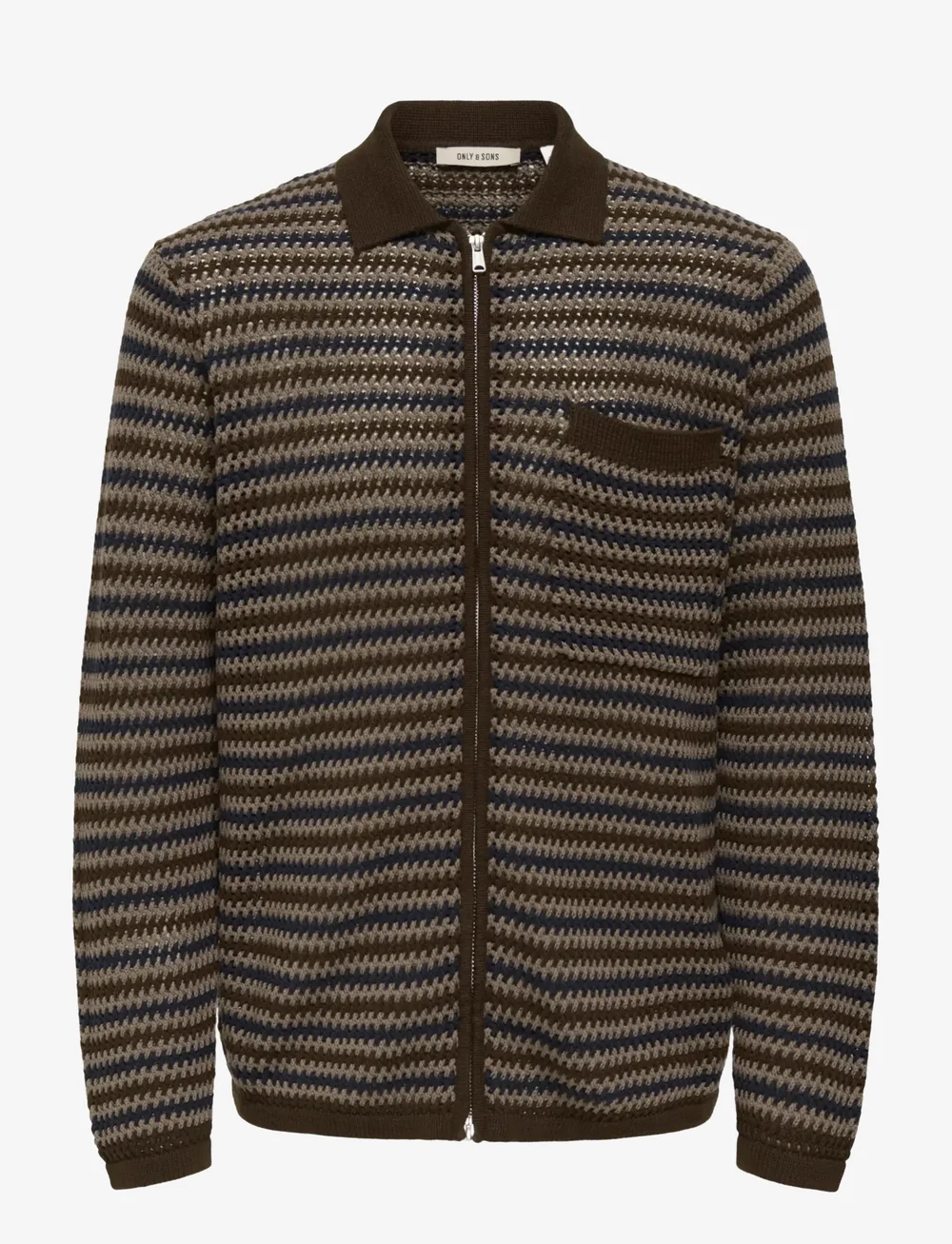 ONLY & SONS - ONSWEEK RLX 5 LS SHIRT KNIT - pullover mit durchgehendem reißverschluss - demitasse - 0