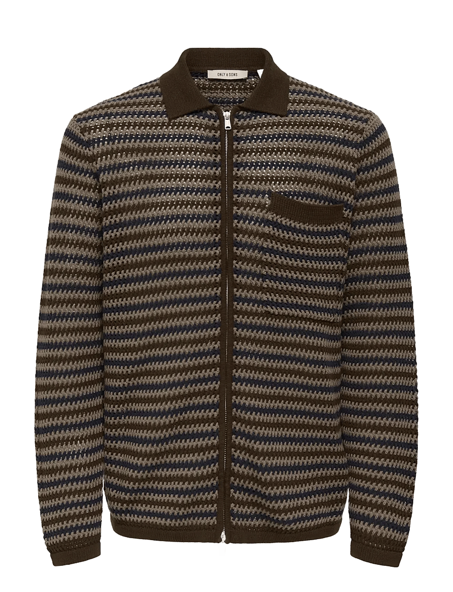 ONLY & SONS - ONSWEEK RLX 5 LS SHIRT KNIT - pullover mit durchgehendem reißverschluss - demitasse - 0