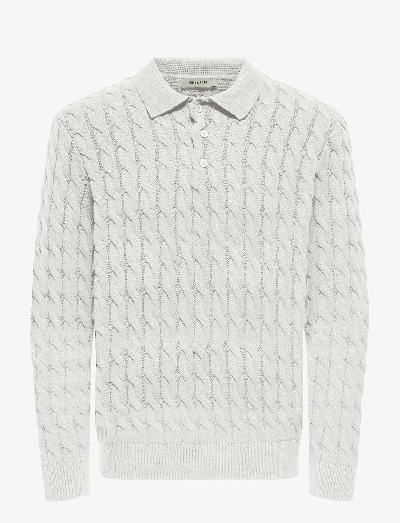 ONLY & SONS - ONSKICKER LIFE RLX  LS CABEL POLO KNIT - polostrik - antique white - 1