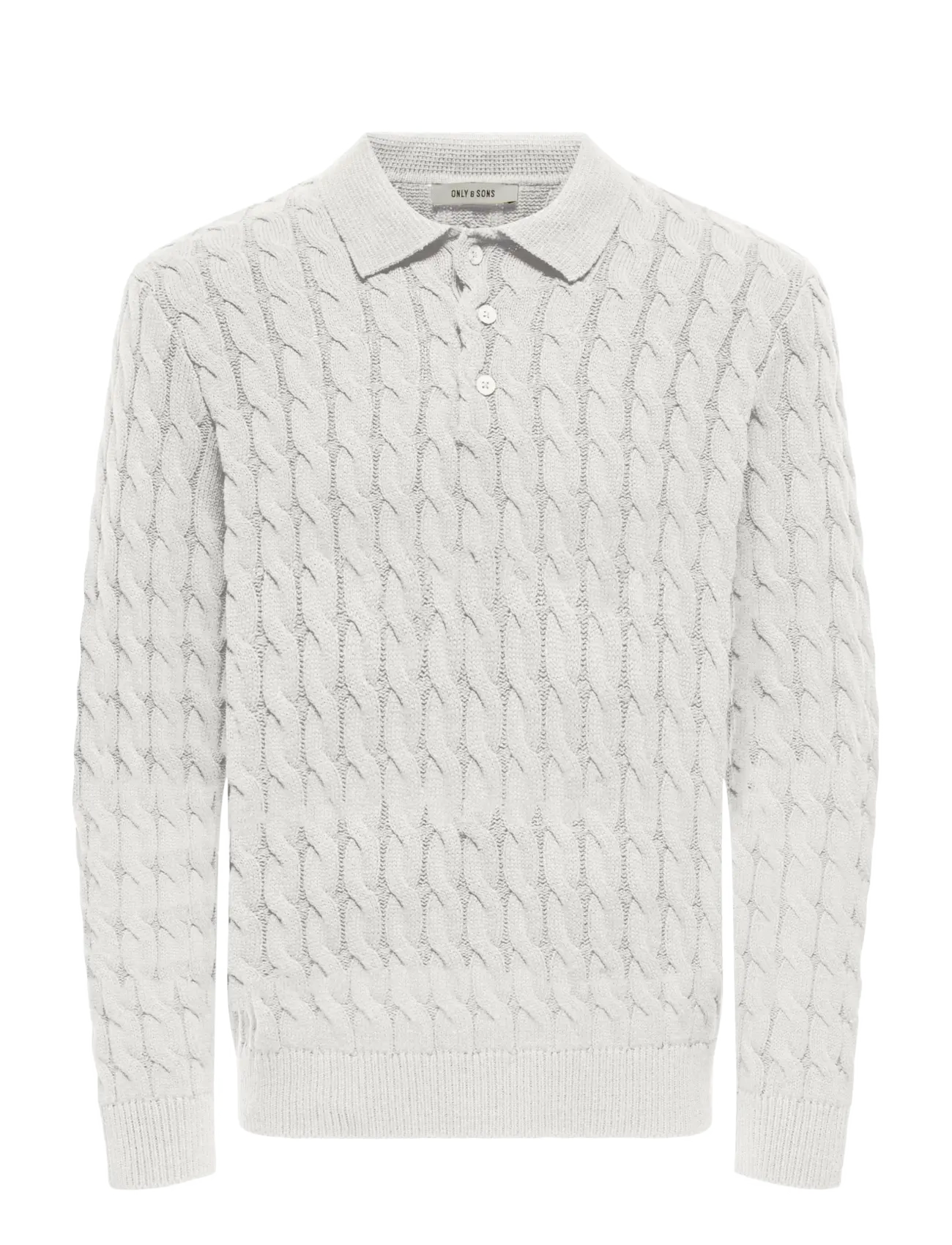 ONLY & SONS ONSKICKER LIFE RLX  LS CABEL POLO KNIT - Kudumid - ANTIQUE WHITE / white