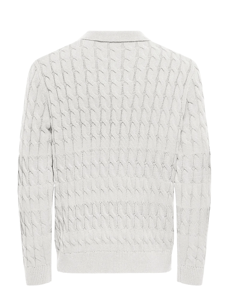 ONLY & SONS - ONSKICKER LIFE RLX LS CABEL POLO KNIT - polostrik - antique white - 2
