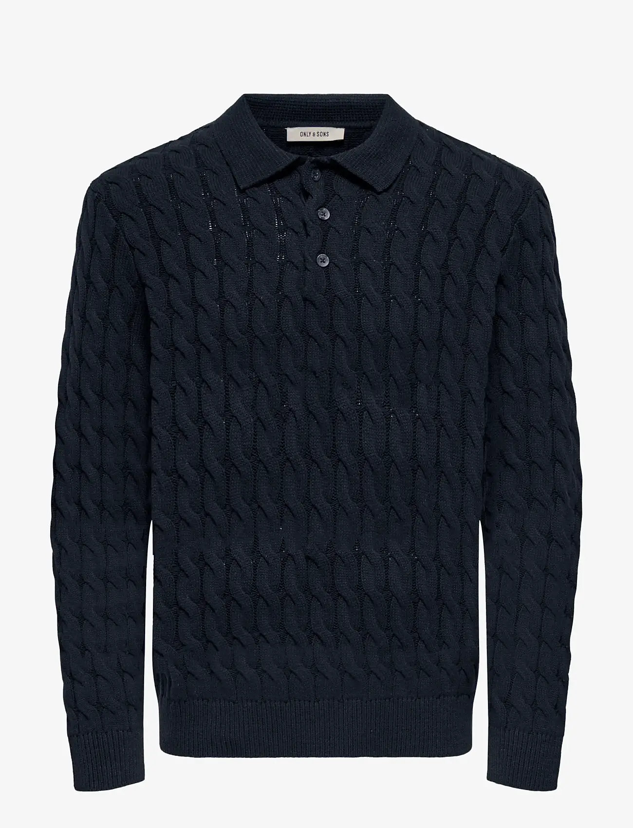 ONLY & SONS - ONSKICKER LIFE RLX  LS CABEL POLO KNIT - knitted polos - dark navy - 1