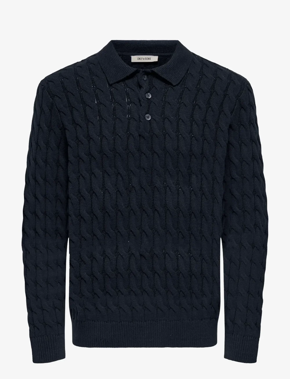 ONLY & SONS - ONSKICKER LIFE RLX  LS CABEL POLO KNIT - gestrickte polohemden - dark navy - 0