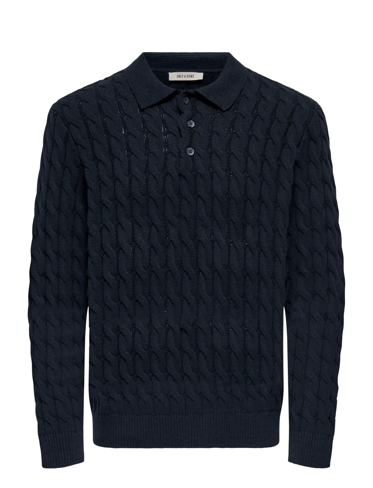 ONSKICKER LIFE RLX  LS CABEL POLO KNIT - DARK NAVY