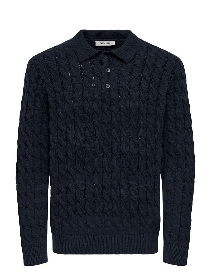 ONLY & SONS - ONSKICKER LIFE RLX LS CABEL POLO KNIT - polostrik - dark navy - 1