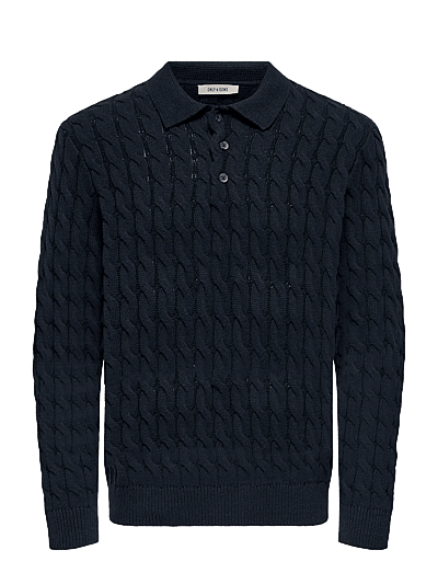 Onskicker Life Rlxls Cabel Polo Knit - Polostrik