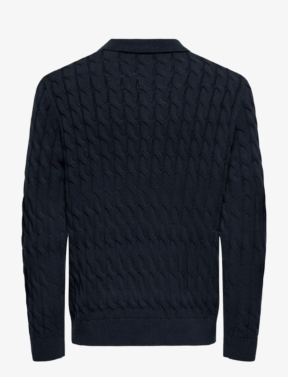 ONLY & SONS - ONSKICKER LIFE RLX  LS CABEL POLO KNIT - gestrickte polohemden - dark navy - 1