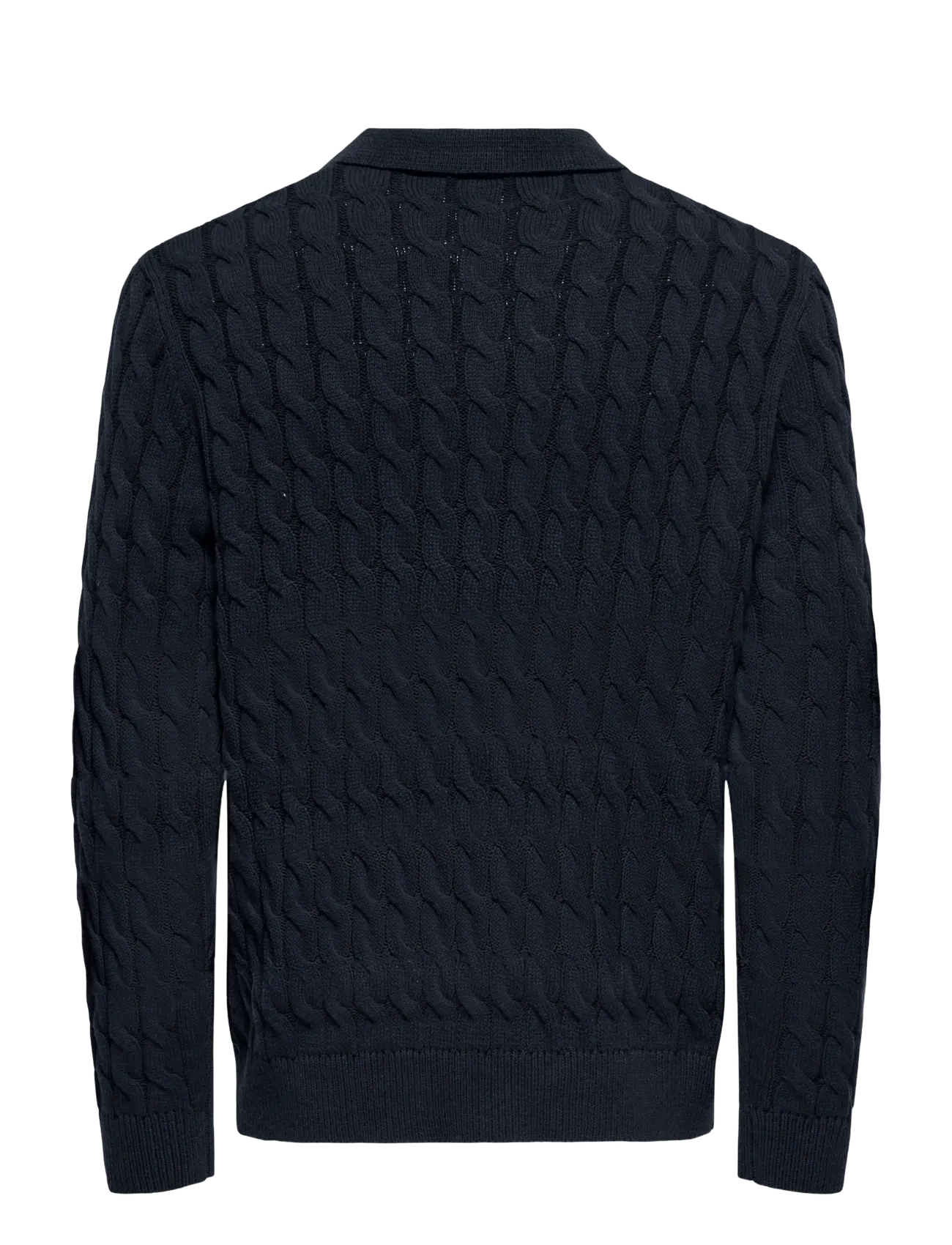 ONLY & SONS - ONSKICKER LIFE RLX  LS CABEL POLO KNIT - langärmelige gestrickte polohemden - dark navy - 2